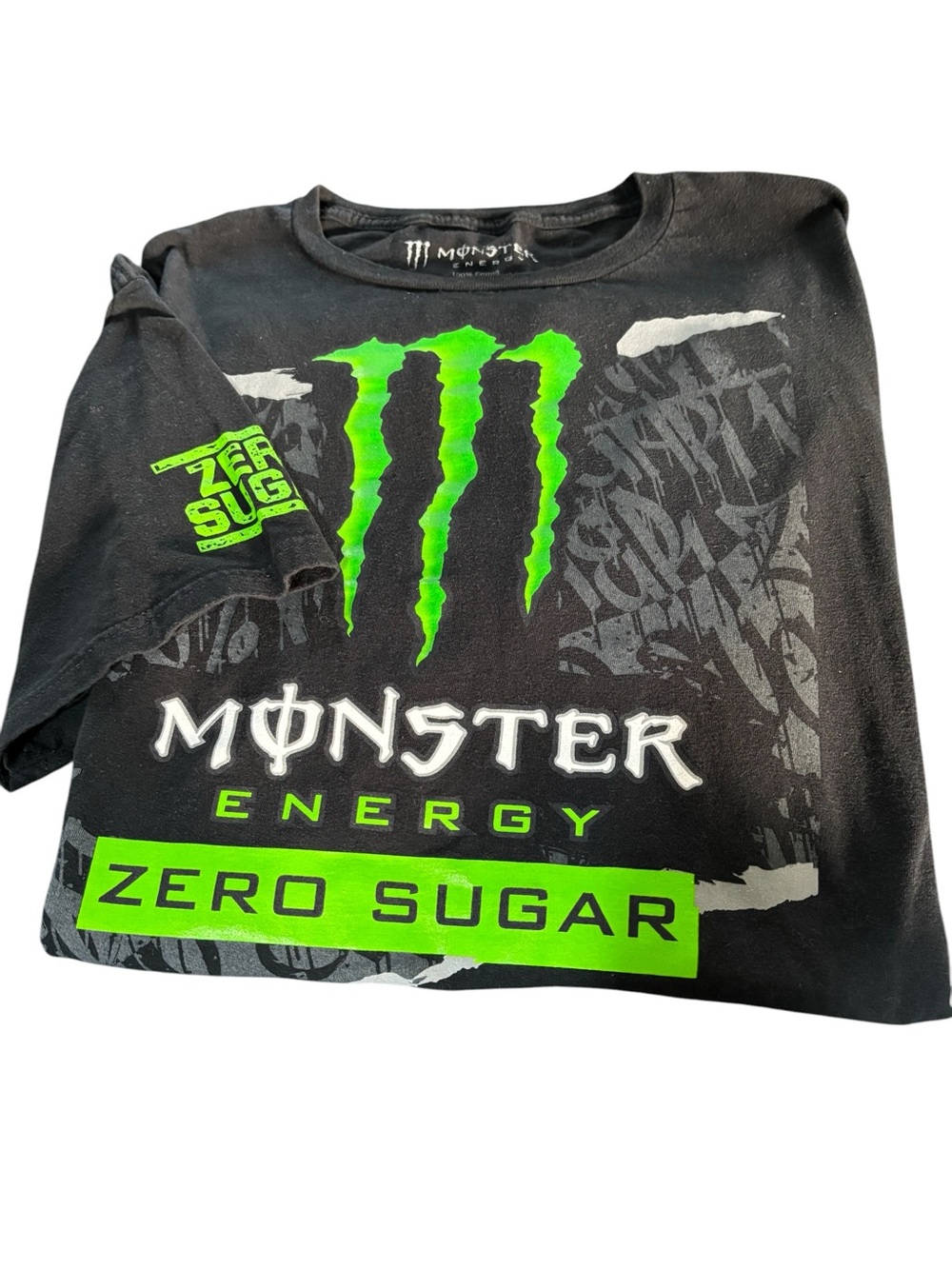 Monster Energy "Zero Sugar" Promotional Tee Sz XL W/Green Claw Logo SS Crewneck